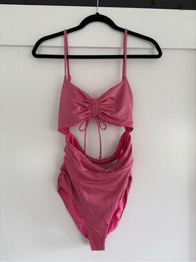 l*space Pink Shimmer Cutout One-Piece Swimsuit